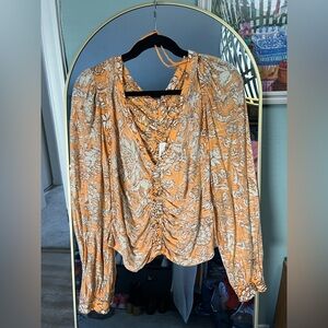 Free people v neck rouched blouse